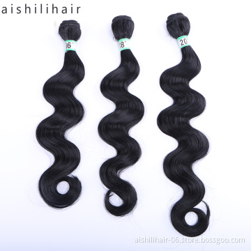Hight Temperature Synthetic Fiber Braqiding Hair Wigs  Body Wave Pure Color 3pcs One Pack Hair Extention Wig